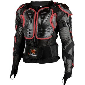 Ridbiker Motorcycle Full Body Armor Protector Removable Racing Jacket Motocross Spine Chest Motocross Protective Shirt (Black, S)