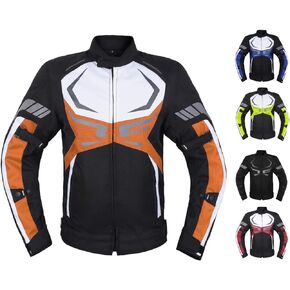 MOTORCYCLE JACKET MENS CE ARMORED BIKERS RIDING RACING WATERPROOF ALL SEASON JACKET (BLACK, SMALL)