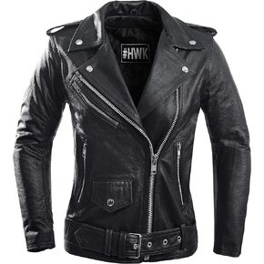 HWK Brando Leather Motorcycle Jacket for Women, Genuine Leather Jacket for Weather & Water Resistant Motorbike Riding
