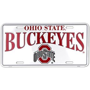 Hangtime Ohio State Buckeyes White Metal License Plate