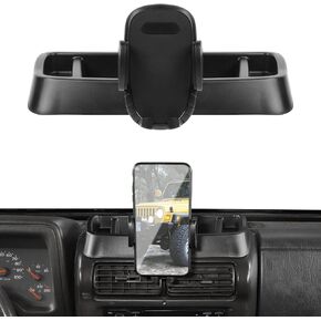 JeCar TJ Phone Holder Upgrade Dash Cellphone Mount with Storage Tray Interior Accessories Compatible with Jeep Wrangler TJ 1997-2006
