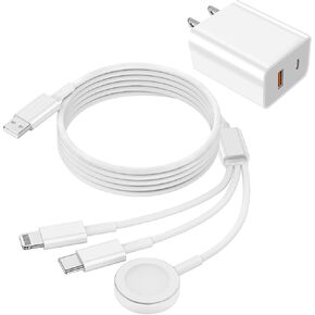 for Apple Watch Charger USB A, 3 in 1 iPhone and Watch Charger Magnetic iWatch Fast Charger Cable 6FT with 38W Dual Port Wall Charger, Compatible with Apple Watch SE/8/7/6/5/4 & iPhone 14/13/12/11 in Kuwait