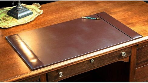 Dacasso Bonded Pad with Side Rails Luxury Leather Desk Blotter for Writing, 30 x 18, Brown in Saudi Arabia