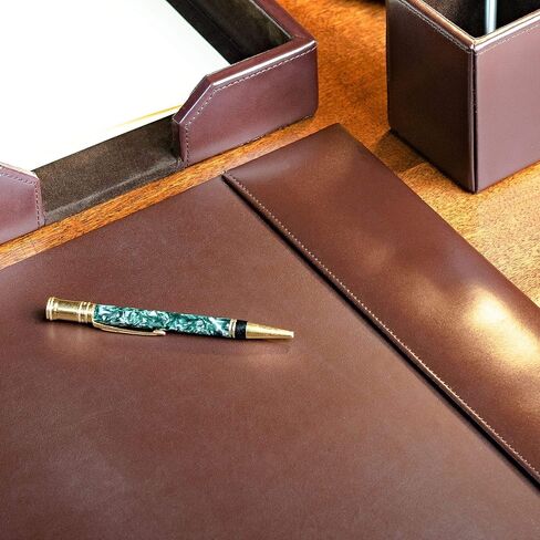 Dacasso Bonded Pad with Side Rails Luxury Leather Desk Blotter for Writing, 30 x 18, Brown in Saudi Arabia