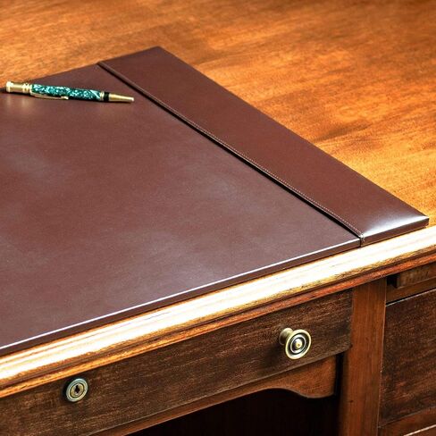 Dacasso Bonded Pad with Side Rails Luxury Leather Desk Blotter for Writing, 30 x 18, Brown in Saudi Arabia