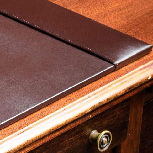 Dacasso Bonded Pad with Side Rails Luxury Leather Desk Blotter for Writing, 30 x 18, Brown in Saudi Arabia