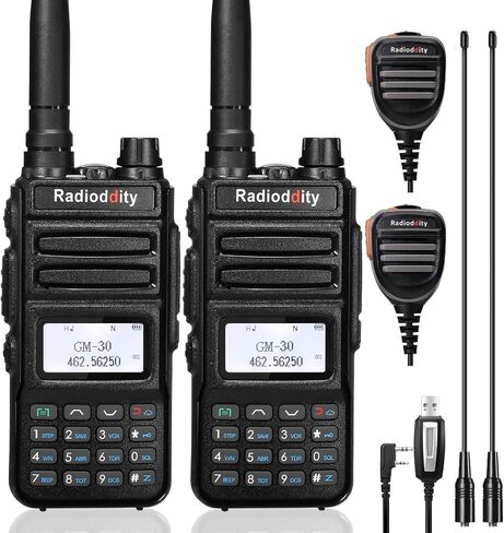 Radioddity GM-30 GMRS راديو محمول باليد 5 وات طويل المدى، قادر على تكرار GMRS، 11 قناة NOAA، مزامنة العرض. مثالية للهبوط على الطرق الوعرة. يشتمل على كابل برمجة، وهوائي عالي الكسب مقاس 15.5 بوصة، وعبوتين in Saudi Arabia