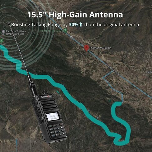 Radioddity GM-30 GMRS راديو محمول باليد 5 وات طويل المدى، قادر على تكرار GMRS، 11 قناة NOAA، مزامنة العرض. مثالية للهبوط على الطرق الوعرة. يشتمل على كابل برمجة، وهوائي عالي الكسب مقاس 15.5 بوصة، وعبوتين in Saudi Arabia