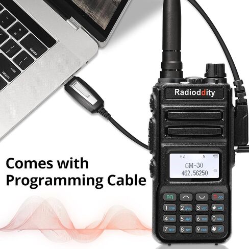 Radioddity GM-30 GMRS راديو محمول باليد 5 وات طويل المدى، قادر على تكرار GMRS، 11 قناة NOAA، مزامنة العرض. مثالية للهبوط على الطرق الوعرة. يشتمل على كابل برمجة، وهوائي عالي الكسب مقاس 15.5 بوصة، وعبوتين in Saudi Arabia