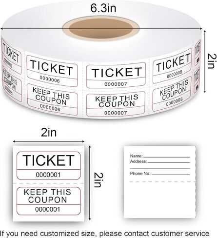 2000 White 2" x 1" Double Deck Raffle Tickets for Events, Entry, Class Reward, Fundraiser & Prizes in Saudi Arabia