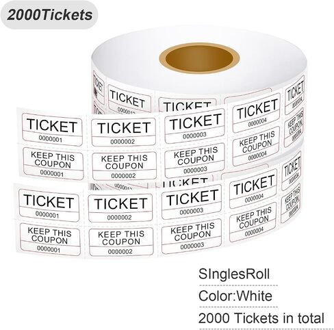 2000 White 2" x 1" Double Deck Raffle Tickets for Events, Entry, Class Reward, Fundraiser & Prizes in Saudi Arabia