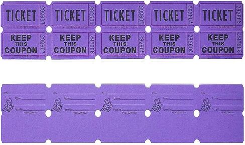 100 Purple Raffle Tickets Double Roll 50/50 Carnival Fair Split The Pot One Hundred Consecutively Numbered Fundraiser Festival Event Party Door Prize Drawing Perforated Stubs in Kuwait