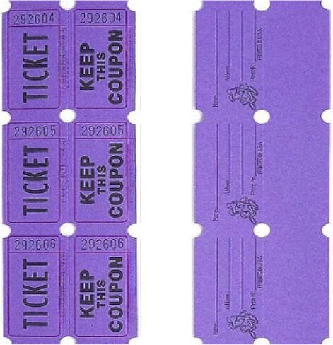 100 Purple Raffle Tickets Double Roll 50/50 Carnival Fair Split The Pot One Hundred Consecutively Numbered Fundraiser Festival Event Party Door Prize Drawing Perforated Stubs in Kuwait