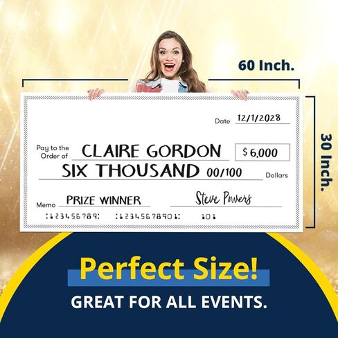 فحص المسح الجاف للعرض التقديمي لجائزة وهمية عملاقة - 16 بوصة × 32 بوصة - شيك كبير للوقف والتبرعات وجمع التبرعات - فحص الفائزين بمكافآت اليانصيب الكبيرة الفارغة in Kuwait