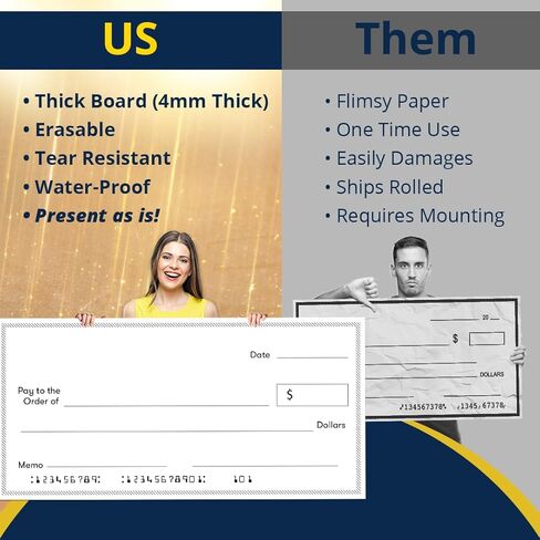 فحص المسح الجاف للعرض التقديمي لجائزة وهمية عملاقة - 16 بوصة × 32 بوصة - شيك كبير للوقف والتبرعات وجمع التبرعات - فحص الفائزين بمكافآت اليانصيب الكبيرة الفارغة in Kuwait