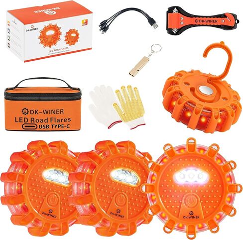 DK-WINER Led Road Flares Emergency Road Flares are a Versatile and Reliable Safety Tool for use in Emergency situations on The Road. Here's a Breakdown of The Key Features of These Road Flares in Saudi Arabia