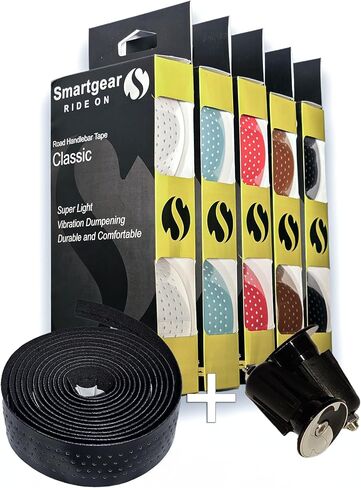 Bar Tape Black - Handlebar Tape - SmartGear - Synthetic Leather with Expandable Plug for Road Bikes - Cycling - Bike - Gear Up for a Smooth Ride and Experience The Unmatched Performance and Grip! in Saudi Arabia