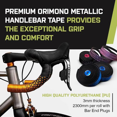 JRC Components Orimono Metallic Bicycle Handlebar Tape | Set of 2 Comfortable Bar Tape for Road Bike | Gravel Bicycle Handlebar Wrap with Bar End Plugs | Enhance Your Bike Grip - (Red) in Saudi Arabia