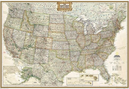 National Geographic United States Wall Map - Executive - Laminated (43.5 x 30.5 in) (National Geographic Reference Map) in Saudi Arabia