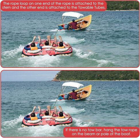 SearQing 1-قسم 16 حبلا مجوف من مادة البولي بروبيلين حبل سحب عائم للتزلج على الماء 3/8 × 60 قدم مع حبال مقبض للتزلج على الماء، سحب لوح الاستيقاظ، أنابيب قابلة للقطر in Kuwait