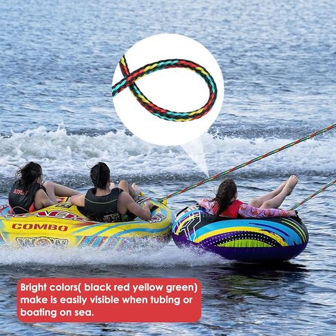 SearQing 1-قسم 16 حبلا مجوف من مادة البولي بروبيلين حبل سحب عائم للتزلج على الماء 3/8 × 60 قدم مع حبال مقبض للتزلج على الماء، سحب لوح الاستيقاظ، أنابيب قابلة للقطر in Kuwait