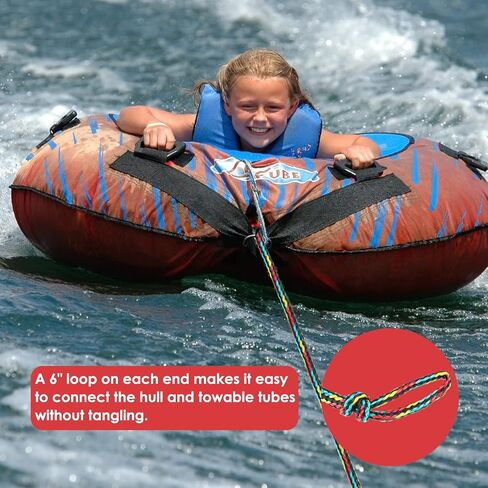 SearQing 1-قسم 16 حبلا مجوف من مادة البولي بروبيلين حبل سحب عائم للتزلج على الماء 3/8 × 60 قدم مع حبال مقبض للتزلج على الماء، سحب لوح الاستيقاظ، أنابيب قابلة للقطر in Kuwait