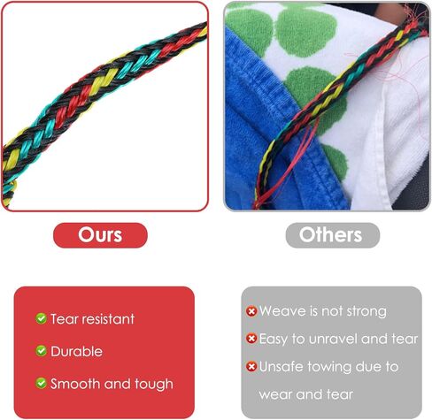 SearQing 1-قسم 16 حبلا مجوف من مادة البولي بروبيلين حبل سحب عائم للتزلج على الماء 3/8 × 60 قدم مع حبال مقبض للتزلج على الماء، سحب لوح الاستيقاظ، أنابيب قابلة للقطر in Kuwait