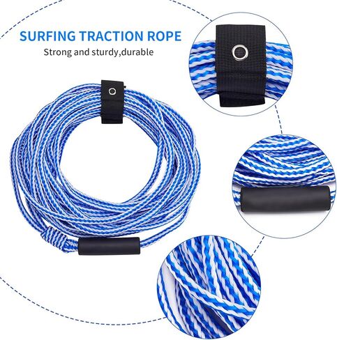 حبل سحب للأنابيب 3 أقسام 40FT+10FT+10FT، حبل سحب للقارب عالي التحمل، سرج سحب ذاتي التمركز، حبل سحب موصل سريع لأنابيب القوارب المائية والرياضات المائية والتزلج على الماء in Kuwait