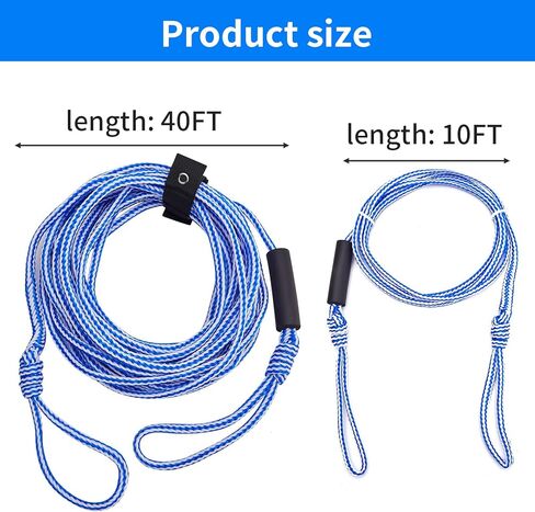 حبل سحب للأنابيب 3 أقسام 40FT+10FT+10FT، حبل سحب للقارب عالي التحمل، سرج سحب ذاتي التمركز، حبل سحب موصل سريع لأنابيب القوارب المائية والرياضات المائية والتزلج على الماء in Kuwait