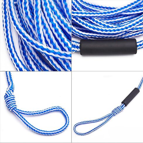 حبل سحب للأنابيب 3 أقسام 40FT+10FT+10FT، حبل سحب للقارب عالي التحمل، سرج سحب ذاتي التمركز، حبل سحب موصل سريع لأنابيب القوارب المائية والرياضات المائية والتزلج على الماء in Kuwait