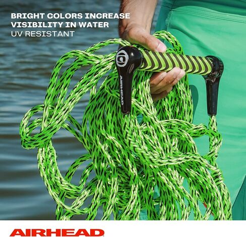 حبل تزلج مائي من Airhead بمقبض EVA، قسم واحد للأنابيب والزلاجات المائية وألواح ركوب الأمواج، باللونين الأخضر والأسود in Kuwait
