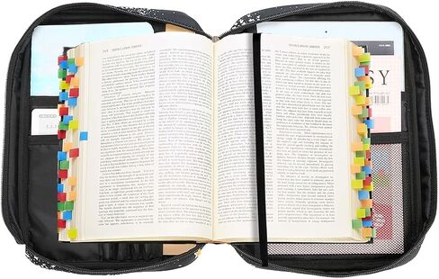 Bible Cover Carrying Book Case Church Bag Bible Protective with Handleand Zippered Back Pocket, Gift for Girls Women Mother Men Women Father Kids(White) in Saudi Arabia