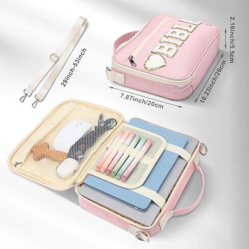 Silkfly Large Chenille Letter Bible Cover for Women Preppy Patch Bible Case Church Bag with Handle(Pink) in Kuwait