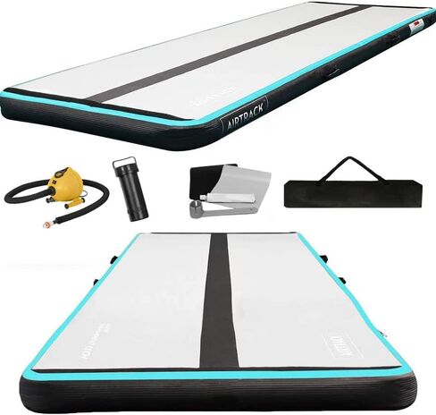 AirTrack Inflatable Gymnastics Mat with Air Pump - 3 ft, 10 ft, 13 ft, 16 ft, 20 ft | Thick Tumbling Track Air Mat For Yoga, Cheerleading, Fitness & Training | Compact Home & Gym Exercise Equipment in Saudi Arabia