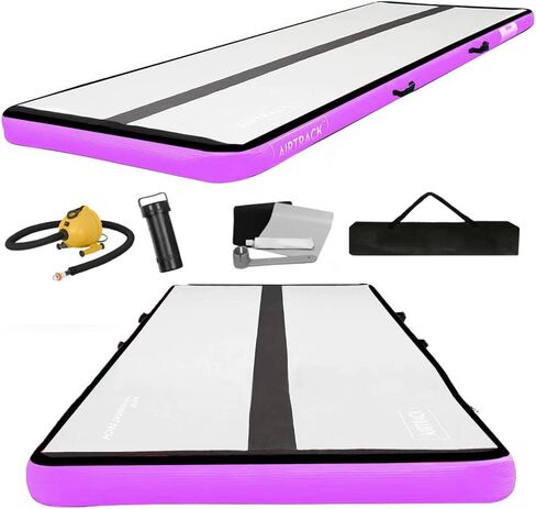 AirTrack Inflatable Gymnastics Mat with Air Pump - 3 ft, 10 ft, 13 ft, 16 ft, 20 ft | Thick Tumbling Track Air Mat For Yoga, Cheerleading, Fitness & Training | Compact Home & Gym Exercise Equipment in Saudi Arabia