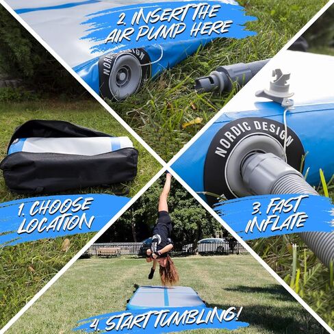 AirMat Nordic Air Mat Tumble Track 10ft/13ft/16ft/20ft/26ft with Electric Air Pump, Inflatable Gymnastics Mat for Home, Best for Gymnastics, Cheerleading, Yoga - 3'3" Wide and 4" Thick, Tumbling Mat in Saudi Arabia