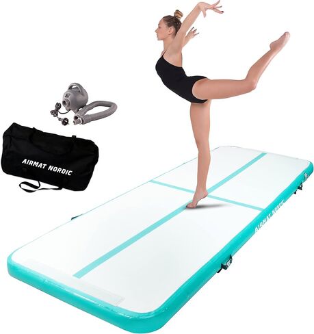 AirMat Nordic Air Mat Tumble Track 10ft/13ft/16ft/20ft/26ft with Electric Air Pump, Inflatable Gymnastics Mat for Home, Best for Gymnastics, Cheerleading, Yoga - 3'3" Wide and 4" Thick, Tumbling Mat in Saudi Arabia