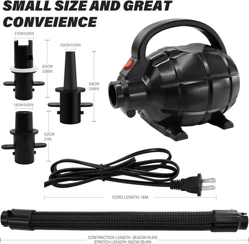 مضخة هواء كهربائية IBATMS 600 واط لحصيرة الهواء القابلة للنفخ، سجادة الجمباز/الأرضيات/السقوط/اليوجا، مضخة هواء الجمباز الكهربائية 110-120 فولت مع 3 فوهات in Kuwait