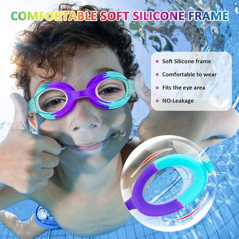 XDX Kids Goggles for Swimming 4-14, 4 Pack Kids Swim Goggles for Boys and Girls, Anti Fog Swim Goggles with UV Protection in Kuwait