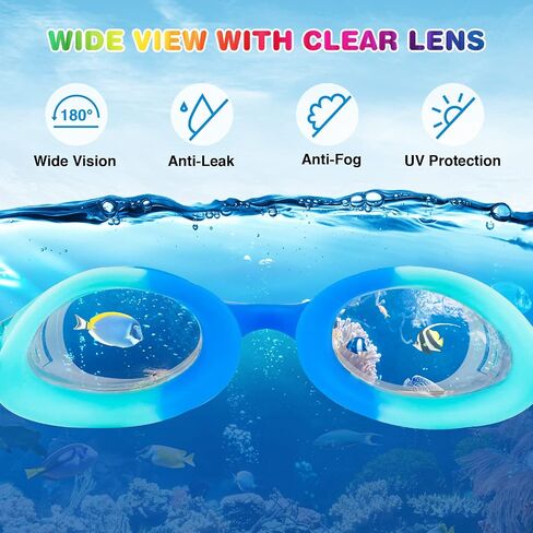 XDX Kids Goggles for Swimming 4-14, 4 Pack Kids Swim Goggles for Boys and Girls, Anti Fog Swim Goggles with UV Protection in Kuwait