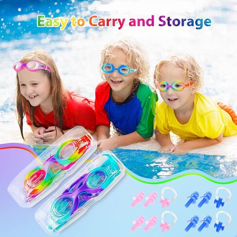 XDX Kids Goggles for Swimming 4-14, 4 Pack Kids Swim Goggles for Boys and Girls, Anti Fog Swim Goggles with UV Protection in Kuwait