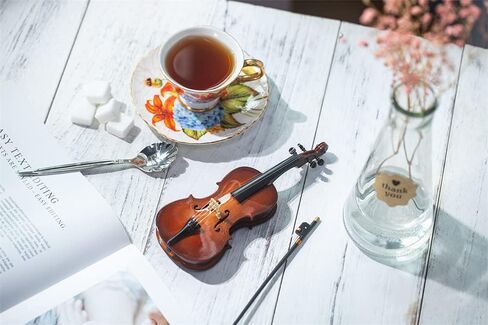 آلة كمان مصغرة موسيقية صغيرة نموذج خشبي طبق الأصل لتزيين مهرجان تشراس وزخرفة شجرة العطلات مع حامل (13 سم) in Kuwait