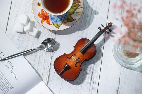 آلة كمان مصغرة موسيقية صغيرة نموذج خشبي طبق الأصل لتزيين مهرجان تشراس وزخرفة شجرة العطلات مع حامل (13 سم) in Kuwait