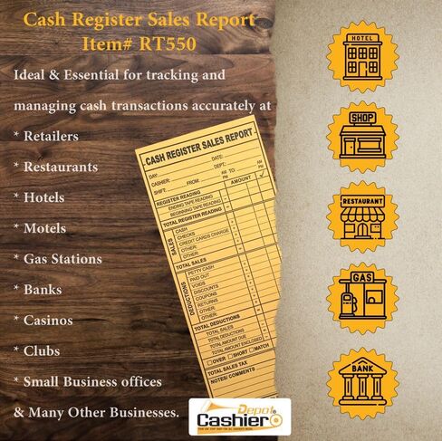Cashier Depot RT550 Cash Register Sales Report Envelope, 4 1/8" x 9 1/2", Gum Flap, 24lb. Brown Kraft (500) in Saudi Arabia
