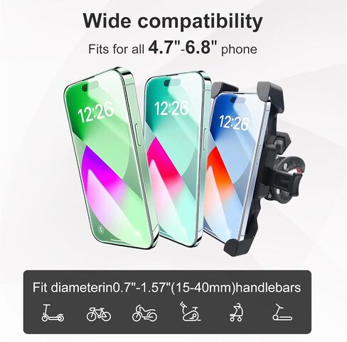Bike Phone Holder,Motorcycle Phone Mount with 360° Rotation,Handlebar Clamp for Scooters,Bikes,Strollers-Compatible with iPhone 13 14 Plus/Pro Max & More Phones with 4.7" to 6.8" in Saudi Arabia