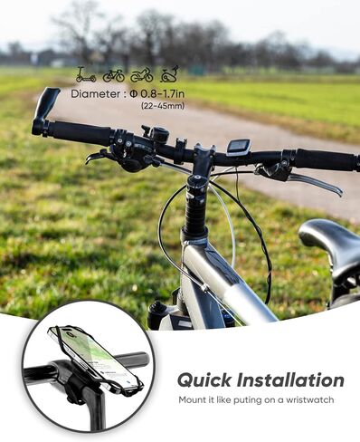 حامل هاتف للدراجة، متوافق عالميًا، حامل هاتف للدراجة من السيليكون قابل للتعديل، هواتف ذكية iPhone وAndroid مقاس 4.7-7.2 بوصة in Kuwait