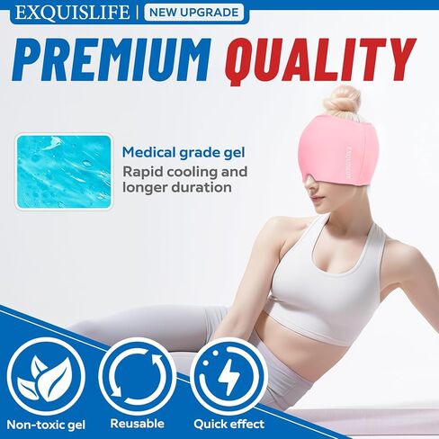 غطاء رأس الصداع النصفي الجليدي، قبعة تخفيف الصداع لقبعة الصداع النصفي، العلاج الساخن والبارد، قناع عيون الصداع للجيوب الأنفية، العيون المنتفخة، تخفيف التوتر والإجهاد (أسود) in Saudi Arabia