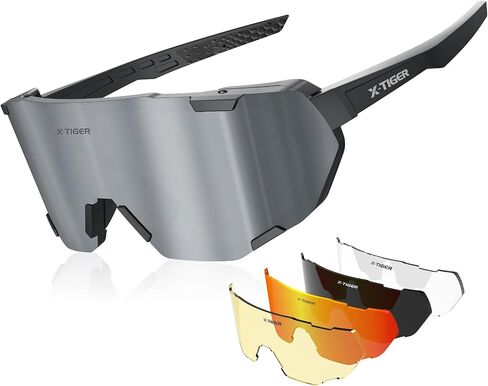 X-TIGER Polarized Cycling Glasses Men Women 5 Interchangeable Lenes UV400 Sports Sunglasses Baseball Running Fishing… in Saudi Arabia