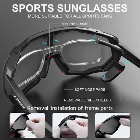 X-TIGER Polarized Cycling Glasses Men Women 5 Interchangeable Lenes UV400 Sports Sunglasses Baseball Running Fishing… in Saudi Arabia