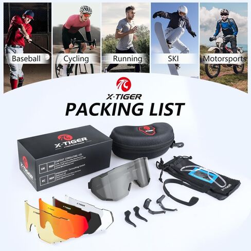 X-TIGER Polarized Cycling Glasses Men Women 5 Interchangeable Lenes UV400 Sports Sunglasses Baseball Running Fishing… in Saudi Arabia
